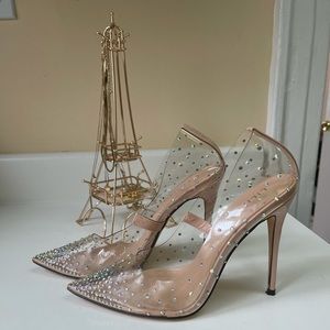 Stunning clear & rhinestone heels